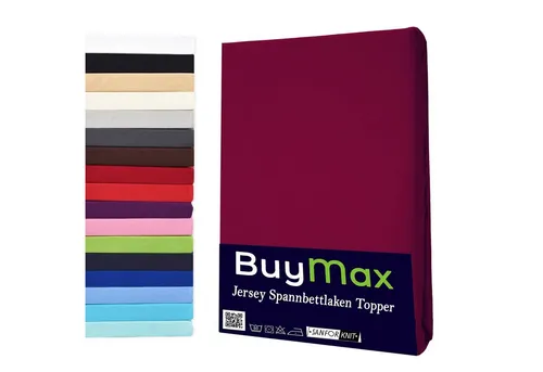 Buymax Spannbettlaken Topper, Spannbetttuch für Topper bis 12 cm Höhe, 100% Baumwolle Jersey, Jersey, Gummizug: Rundumgummi, Pflegeleicht und Atmungsaktiv, in Verschiedenen Farben und Größen