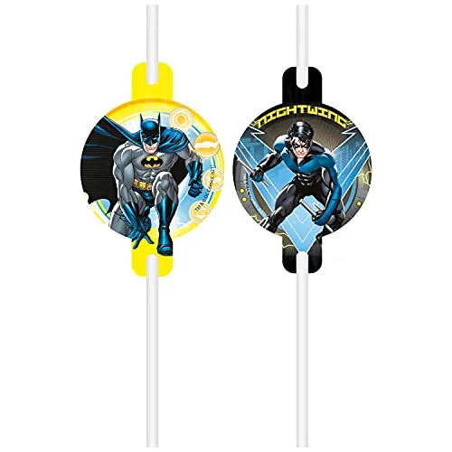 Procos 93356 - Papierstrohhalme Batman, 22 cm lang, FSC® Mix