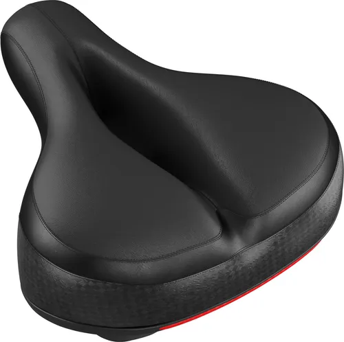 WELLGRO breiter Fahrradsattel - Cityrad Sattel - ergonomischer Fahrradsitz - 25 x 20 x 12 cm (LxBxH) - gepolstert - Memory Schaum - Farbe wählbar, Farbe:Schwarz