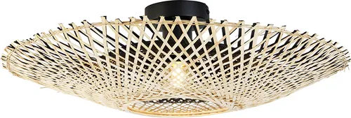Qazqa - Orientalische Deckenlampe Rattan 50 cm - Rina - Orientalische Deckenlampe aus Rattan, dimmbar und ideal für Wohnzimmer oder Schlafzimmer. E27 Fassung, LED geeignet, bringt warmes Licht in jeden Raum.