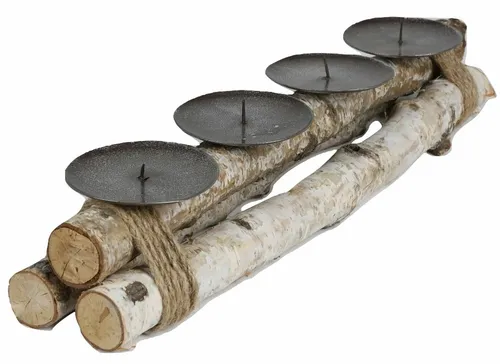 Kerzenhalter Advent aus Birkenholz 45 cm für 4 Kerzen Kerzenständer Weihnachten