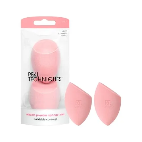 REAL TECHNIQUES New Foam Technology 2 Pack Miracle Powder Sponge for Even Powder Application,1994M