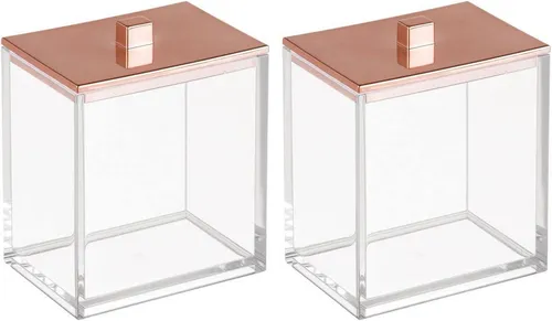 mDesign Badaccessoire-Set mDesign Kosmetikbehälter Wattestäbchen Organizer Badzubehör 2er Set