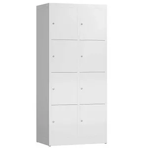 ClassiX Schließfachschrank X-523427 - Werkstatteinrichtung mit 8 Fächern aus robustem Metall, komplett montiert und sofort einsatzbereit. Zylinderschloss für sicheren Stauraum und Geräuschdämpfung durch Türanschlagspuffer.