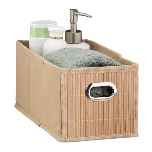Faltbarer Aufbewahrungskorb aus Bambus - Praktischer Badkorb aus Vlies und Bambus, ideal zur Aufbewahrung mit einem ansprechenden Design, perfekt für jedes Regal.