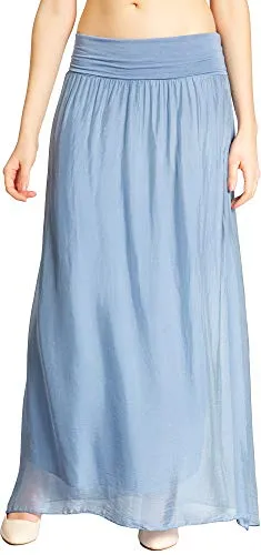 Caspar RO025 eleganter Leichter Langer Damen Sommer Rock, Farbe:hellblau, Größe:XS/S