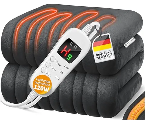 KESSER Heizdecke aus Plüsch, 180 x 130 cm - Heizdecken für gemütliche Wärme, GS geprüft und aus weichem Plüsch, ideal für entspannte Abende zu Hause.