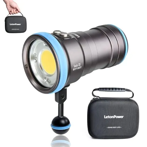 LetonPower Seal CB 4000 Lumens Tauchlampe für Unterwasser-Fotografie, 100m Unterwasser videoleuchte 94 CRI 120° Breiten Strahlwinkel Scuba-Taschenlampe für professionelle Tauchfotografie Fill Light