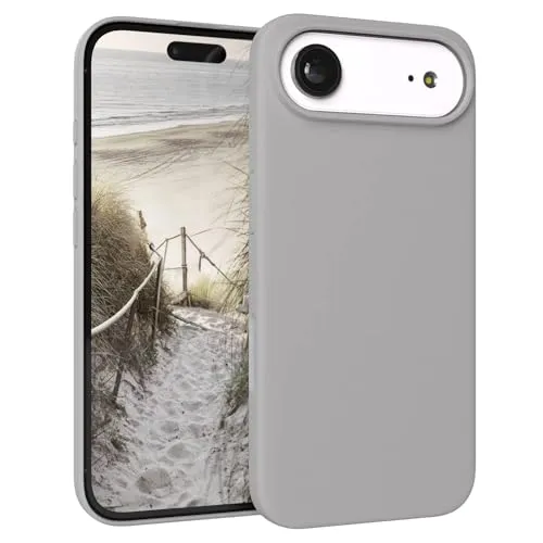 EAZY CASE Premium Silikon Hülle für iPhone Air - Handyhülle, Stoßfest, Schutzhülle mit Kameraschutz, Kratzfester weicher Mikrofaser-Innenfutter, Slim Liquid Silikon Cover Case Bumper - Hellgrau Grau