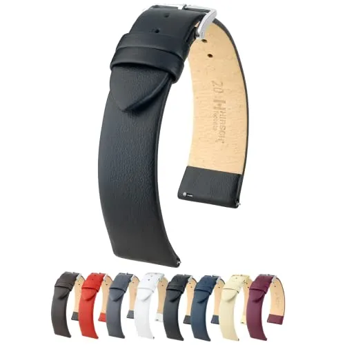 HIRSCH Armband für Uhren Toronto L 18 mm Leder Schwarz - Unisex Armband aus hochwertigem Leder, 18 mm breit, ideal für stilvolle Uhren und perfekt für jeden Anlass.