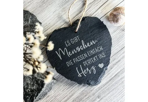 Spruchreif® Dekohänger Kleines Schieferherz mit Gravur, Wanddeko