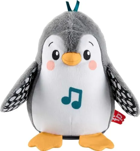 Fisher-Price Flatter Wackel Pinguin - Bewegliches Plüschspielzeug mit Musik, fördert das Spielen in Bauchlage und die Sinne von Babys