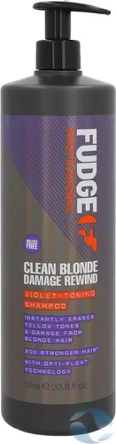 Fudge Clean Blonde Damage Rewind Violet-Toning Shampoo 1000 ml - Shampoo für blonde Haare, repariert Schäden und neutralisiert unerwünschte Gelbtöne für strahlenden Glanz.