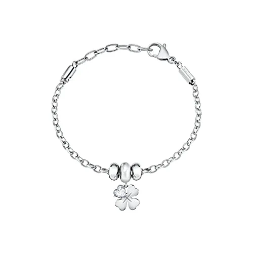 Morellato Drops Damen Armband aus Edelstahl mit Kristallen - SCZ1125 - Damenmode: Elegantes Armband aus Edelstahl, verziert mit strahlenden weißen Kristallen. Verstellbare Länge von 21cm, perfekt für jeden Anlass. Originalverpackung mit 2 Jahren Garantie.