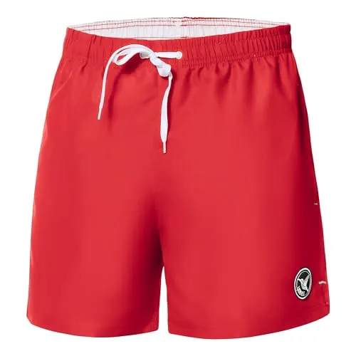 Ladeheid Badehose Herren Bequeme Badeshorts Kurz mit Seitentaschen und Schnürchen, Badeshorts Herren mit Netzfütterung, Perfekt für Sommer, Strand und Schwimmbad – LA40-198 (Rot, XL)