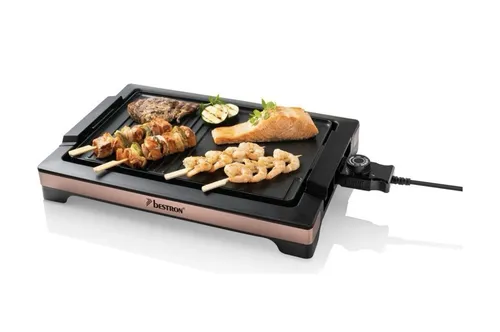 Bestron elektr Tischgrill mit tauschbaren Grilloberflächen, antihaftbeschichtet