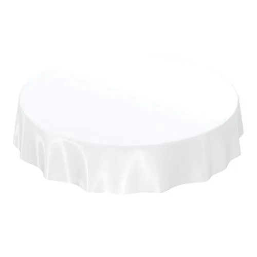 Wachstuchtischdecke Wachstuch abwaschbare Tischdecke Uni Glanz Einfarbig Weiß Schnittkante Rund 100cm