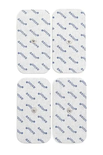 TENS EMS Elektroden 3,5 mm Druckknopf · 4 Stk. 10x5 cm - kompatibel mit TENS EMS Geräten von Sanitas & Beurer | Wiederverwendbare Klebeelektroden Pads für TENS Geräte | Zert. Medizinprodukt axion