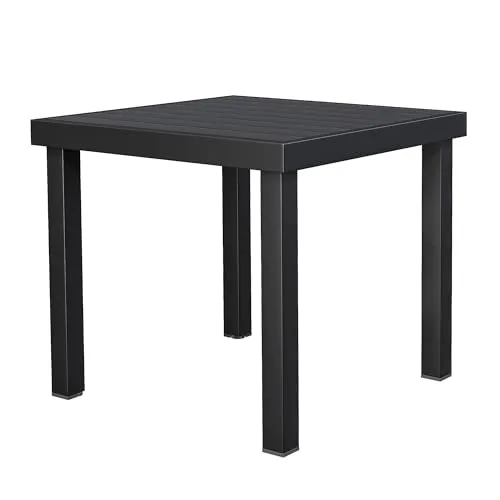 YITAHOME Gartentisch, 78x78cm Terrassentisch mit WPC-Holztischplatte und Aluminiumrahmen, wetterfest, quadratischer Outdoor-Terrassentisch mit E-Beschichtung, Outdoor-Esstisch für Garten, Schwarz