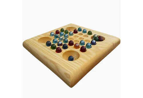 Madera Spielzeuge Spielesammlung Solitär Esche, Familienspiel, bringt die „Grauen Zellen“ auf Trab.