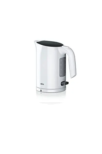 Braun WK 3000 WH Wasserkocher - 1,0 l, 2.200 Watt Schnellkochsystem, leise und sicher in nur 45 Sekunden kochen