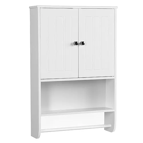 Yaheetech Hängeschrank für Bad und Küche, weiß, 48,5 x 14 x 73 cm
