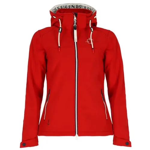 Dry Fashion Damen Softshelljacke Zingst mit Fleece-Innenfutter - Taillierte Jacke mit abnehmbarer Kapuze in Rot Größe 40