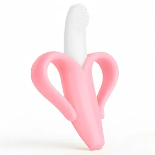 Bananen Beissring für Baby zum Zahnen in pink von BabyHerz