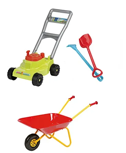 Rolly Toys Kinder Gartenwerkzeug Set: Schubkarre, Rasenmäher, Schaufel, Rechen