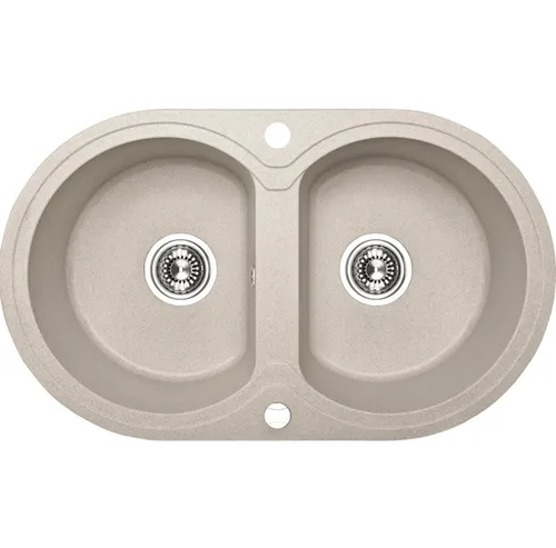 Granitspüle DAFNE Doppelbecken Beige 47x78 cm in beige von Kolman
