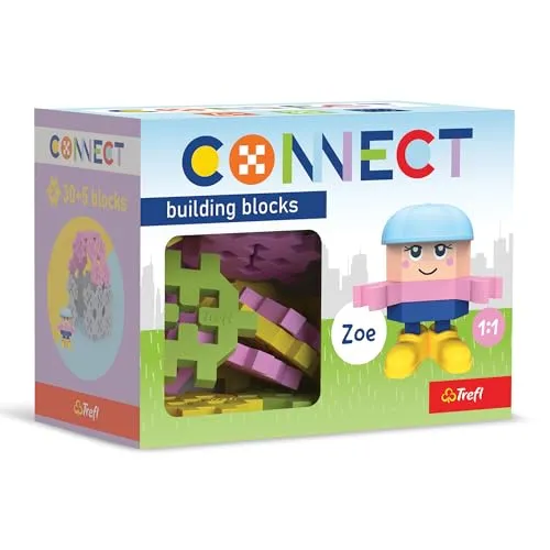 Connect Bausteine Set Pocket Girl, Zoe - 35 Elemente: 30 Bausteine + Figur, Kreatives Spielzeug für Kinder ab 4 Jahren