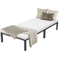 ML-Design Metallbett mit Lattenrost und Matratze, 90x200 cm, Anthrazit - Betten: Stilvolles Metallbett von ML-Design® mit robustem Stahlrahmen und hypoallergener Kaltschaummatratze für optimalen Schlafkomfort.