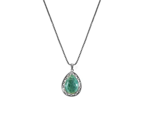 Edellis Kette mit Anhänger Damen 925 Silber Halskette mit klassischem Tropfen Naturstein-Anhänger