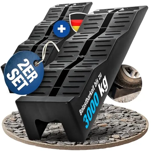 NTG Auffahrkeile (2er Set) – 3-stufige Nivellierung bis 3000 kg - Ausgleichskeile für Wohnmobile mit Anti-Rutsch Struktur und hoher Tragkraft, ideal für einen sicheren Stand auf jedem Untergrund.