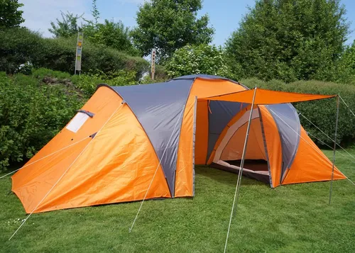 Campingzelt Laagri, 6-Mann Zelt Kuppelzelt Igluzelt Festival-Zelt, 6 Personen orange