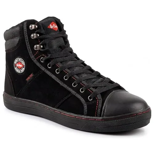 Lee Cooper LCSHOE022 Arbeitskleidung für Herren und Damen, Unisex, Retro-Stil, Baseball, Arbeit, Sicherheitstrainer, Stiefel, Schuhe, SB SRA, Schwarz, 39 EU