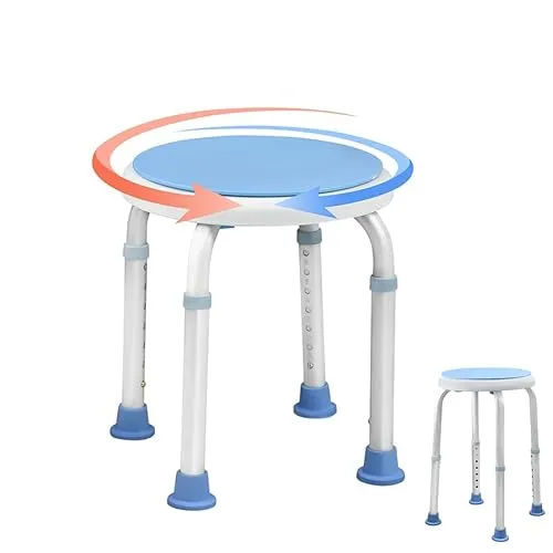 AUFUN Duschhocker Duschstuhl 36-51cm Höhenverstellbar und 360° Drehbar Badsitz Duschhilfe Anti-Rutsch Badsitz aus Alu und Kunststoff für Alter, Schwangere