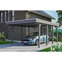 Einzelcarport SKAN HOLZ Friesland - Flachdach mit Aluminium-Dachplatten - Gartenhäuser, Geräteschuppen & Carports - Robuster Einzelcarport aus Holz mit grauem Flachdach und langlebigen Aluminium-Dachplatten für optimalen Schutz.