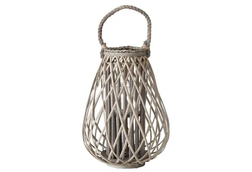 BOLTZE Teelichthalter Windlicht Jolanda groß - Stilvolles Weide Design - Teelichthalter aus Weide, Höhe 51 cm, ideal für stimmungsvolle Lichtreflexe in Ihrem Wohnraum. Perfekt für Esstisch oder Kommode.