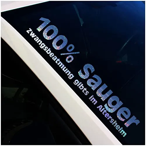 Frontscheibenaufkleber Schriftzug 100% Sauger Aufkleber für Windschutzscheibe Heckscheibe Frontscheibe Auto Fahrzeug Dekor Sticker FS12 (Flakes Silber, Außenklebend)