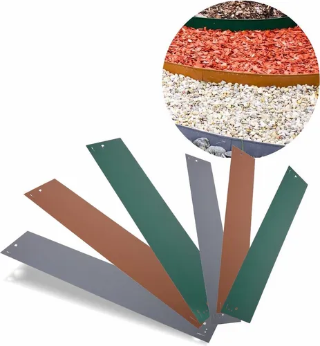 Robuste Metall Rasenkanten 13,5-18,5 cm | Beeteinfassung 120 cm | 5 Stück Grau - Hochwertige Metall Rasenkanten für eine klare Gartenstruktur. Langlebig und rostfrei, einfach zu verlegen dank Fast-Fix-System. Ideal zur Begrenzung von Rasen und Beeten.