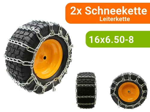 Paar Schneeketten Leiterkette für Reifengröße 16x6.50-8 | (2 Stück) 1