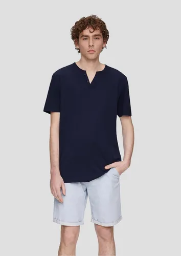 QS Kurzarmshirt T-Shirt T-Shirt mit Flammgarnstruktur