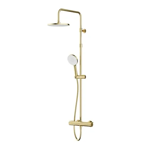AM.PM Duschsystem Regendusche mit Thermostat 38°C - Elegantes Duschset in Gold - Brausegarnituren mit innovativem Duschthermostat für präzise Temperaturkontrolle und ein luxuriöses Duscherlebnis – ideal für stilbewusste Badezimmer.