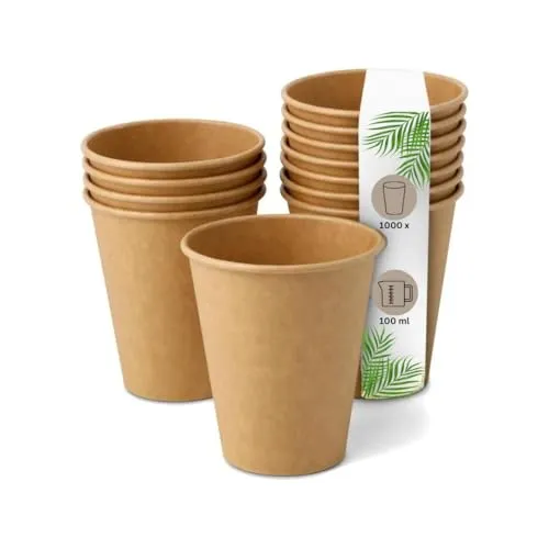 DeinPack 1000 Espressobecher 100 ml 4 oz Umweltfreundliche Kaffeebecher I Pappbecher braun ungebleicht I Espressobecher Probierbecher Trinkbecher I Coffee to go Einwegbecher biologisch abbaubar