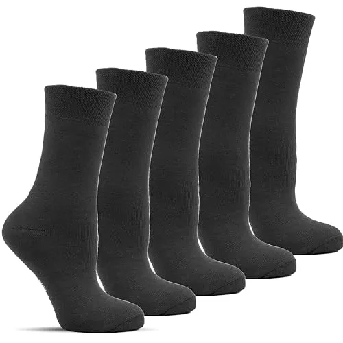 Frostfighter Damen Thermosocken ohne Gummi (6x Paar) Wintersocken Baumwolle Ski Vollfrottee Innenfutter (Schwarz, 39-42)