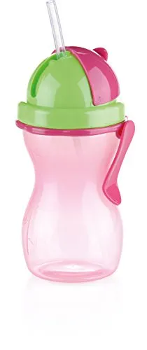 Tescoma Kindertrinkflasche mit Trinkhalm BAMBINI 300 ml, grün, rosa