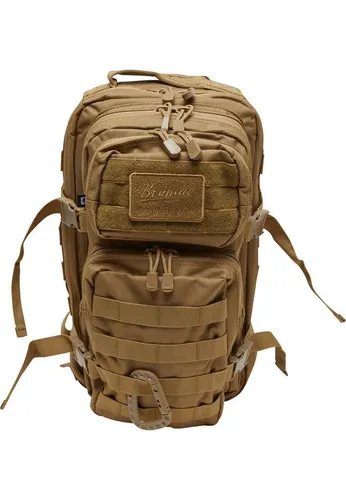 Brandit US Assault Rucksack Camel Medium - Taktischer Rucksack für Reisen, Camping und Trekking mit 3 Hauptfächern und Molle-System. Strapazierfähiges 600D Polyester, belüftete Gurte und viel Stauraum für Outdoor-Ausrüstung.