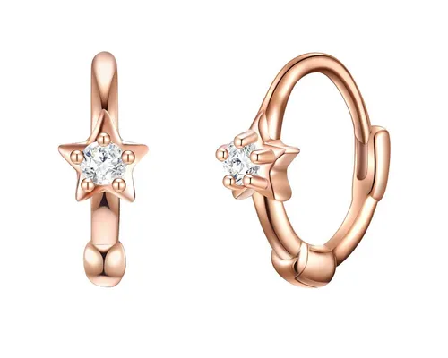 Glanzstücke München Paar Creolen Set: GSM569 (2-tlg) aus Sterling Silber - Bezaubernde Creolen im Stern-Design aus rosévergoldetem Sterlingsilber. Präzise facettierte Zirkonia-Kristalle sorgen für funkelnde Akzente. Ideal für jeden Anlass und ein perfektes Geschenk für Schmuckliebhaber.