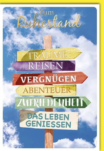 Ruhestand Glückwunschkarte - Schilderbaum 11,5 x 17 cm - Karten & Einladungen, stilvolle Gestaltung für einen unvergesslichen Abschied und besondere Glückwünsche.